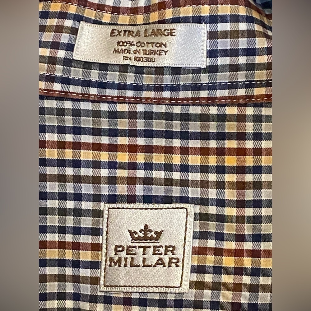 Peter Millar Plaid Button down long sleeve Dress Shirt Mens size XL - Picture 7 of 8